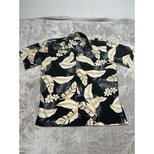 Makani Shirt Mens Size Large Black Button Up Short Sleeve Floral Hawaiian Aloha